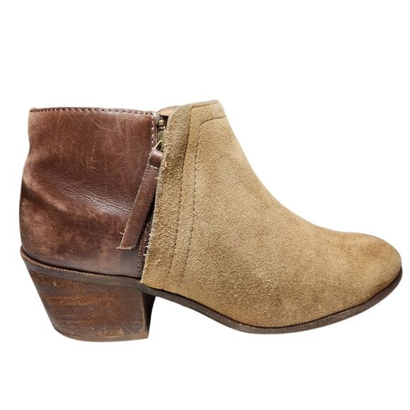 Madewell Cait Cottage Suede Leather Ankle Boots Brown Tan Distressed BOHO 7 - Picture 1 of 15